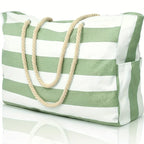 Striped Waterproof Beach Tote Bag