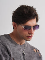 Retro Rimless Square Sunglasses