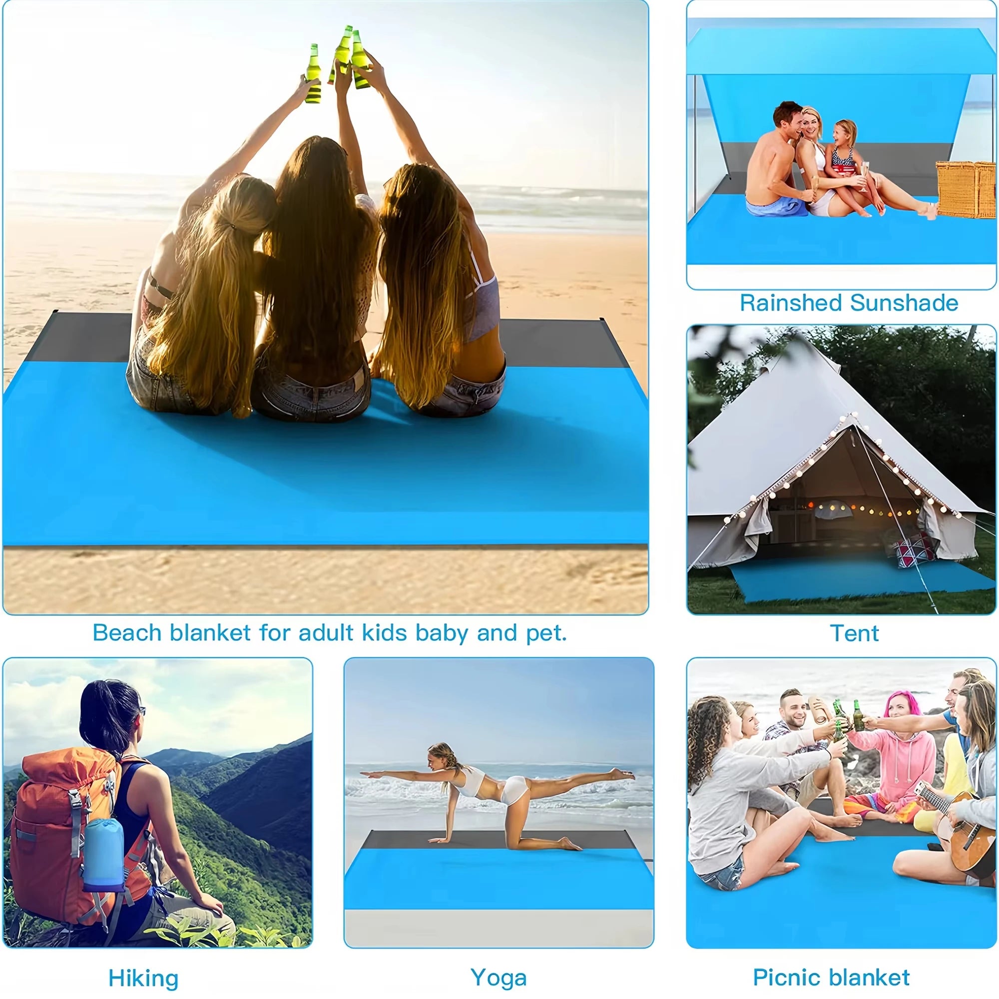 Waterproof Beach Mat Extra Large Outdoor Camping Mat Blanket Folding Sand Free Pocket Mattress Portable Lightweight Picnic Mats