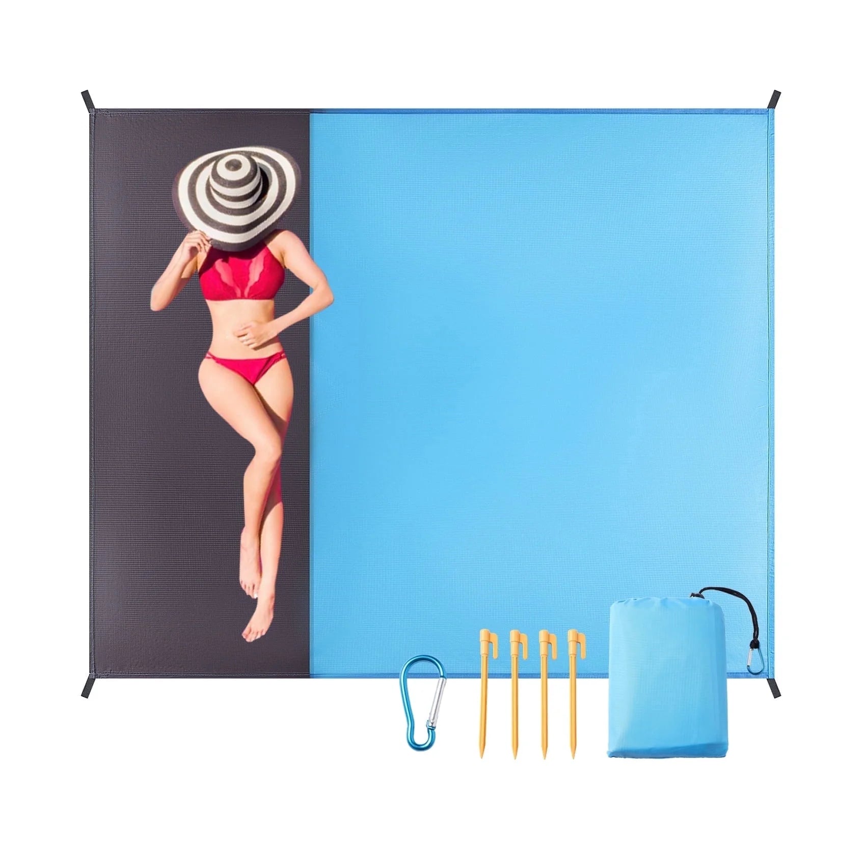 Beach Blanket Waterproof Sandproof Beach Mat 79" X 83" for 2-5 Adults Quick Drying Outdoor Picnic Mat Beach Accessories for Travel, Camping, Hiking