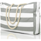 Striped Waterproof Beach Tote Bag
