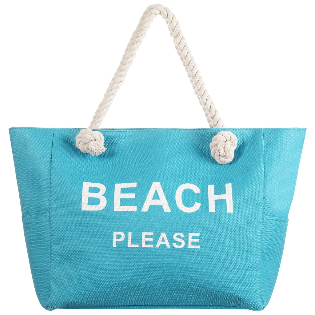 Women Large Canvas Beach Tote Bag with Inner Pockets , Waterproof Sandproof Handmade Tote Bags Zip Closure for Travel Vacation Gifts , Summer Cruise Pool Essentials Shoulder Crossbody Handbag