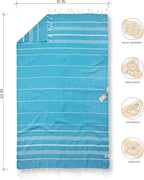 Turkish Beach Towel 39 X 71 Quick Dry Sand Free Lightweight Large Oversized Beach Towel Turkish Towels for Camping Yoga Gym Pool Travel - Turqouise