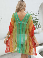 Rainbow Gradient Crochet Beach Cover Up